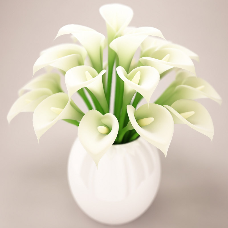  3d  model beautiful white  flowers  bouquet